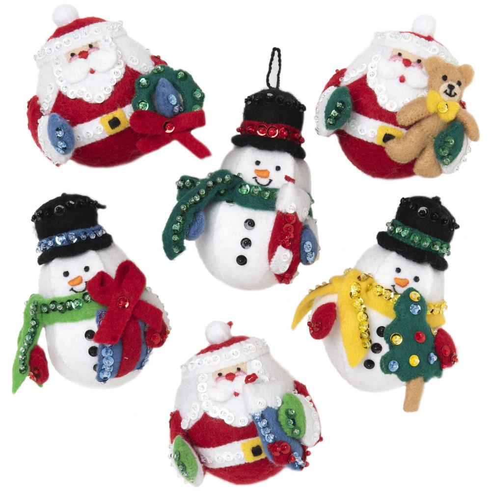 Felt Ornaments Roly Poly Christmas Applique Kit Set [89221E] 24.99
